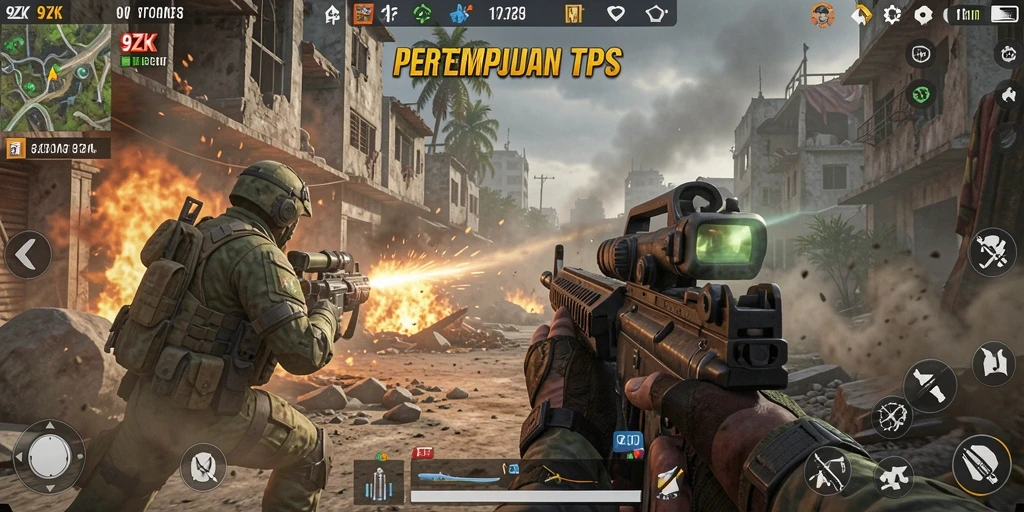 Tampilan gameplay mendebarkan di lapangan pertempuran 9ZK.
