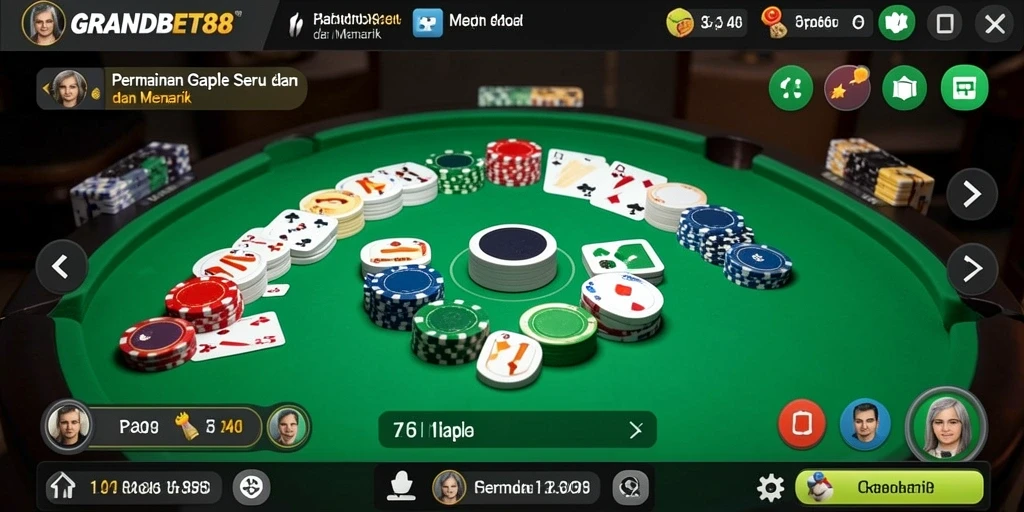 Tampilan gameplay seru di GRANDBET88 dengan fitur Gaple menarik.
