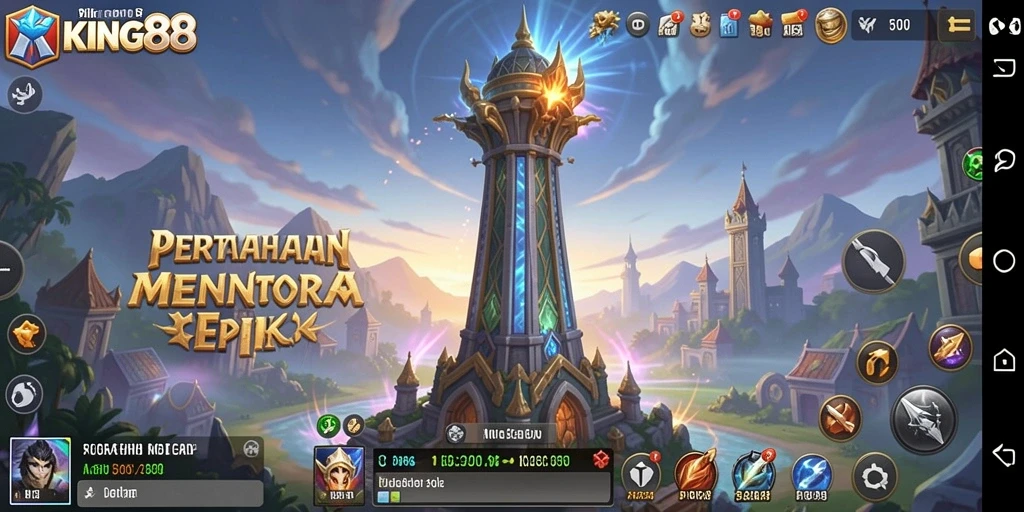 Tampilan gameplay KING88 yang menegangkan dalam Tower Defense.