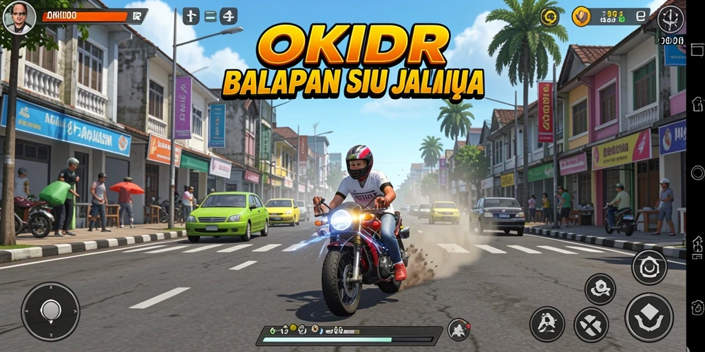 Skrinsut OKIDR menampilkan aksi balapan yang mendebarkan dan mobil cepat di lintasan.