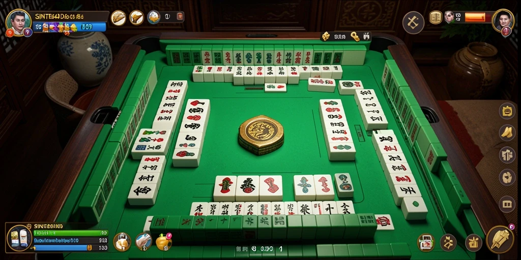 Screenshot gameplay SINTE4D menampilkan suasana permainan Mahjong yang seru.