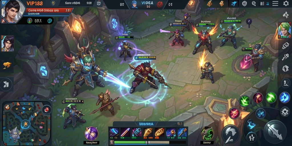 Screenshot gameplay VIP188 menampilkan aksi seru dalam pertempuran MOBA.