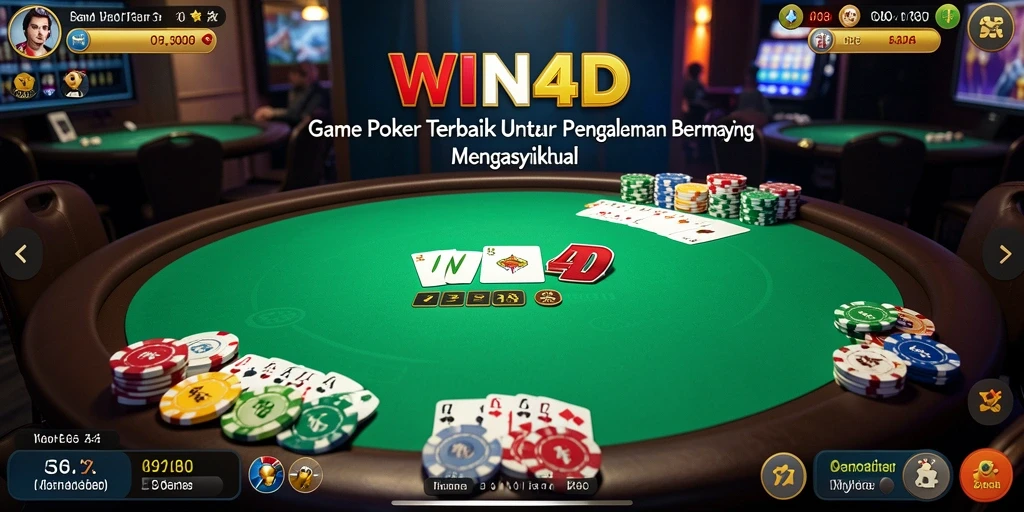 Tangkapan layar permainan WIN4D yang menunjukkan aksi Poker seru.