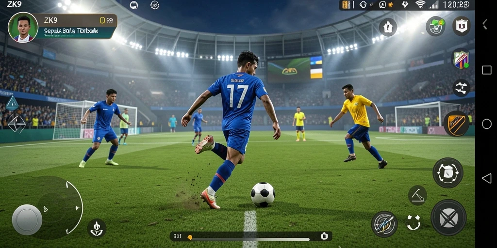 Gameplay ZK9 yang menegangkan dan seru dalam aksi sepak bola.
